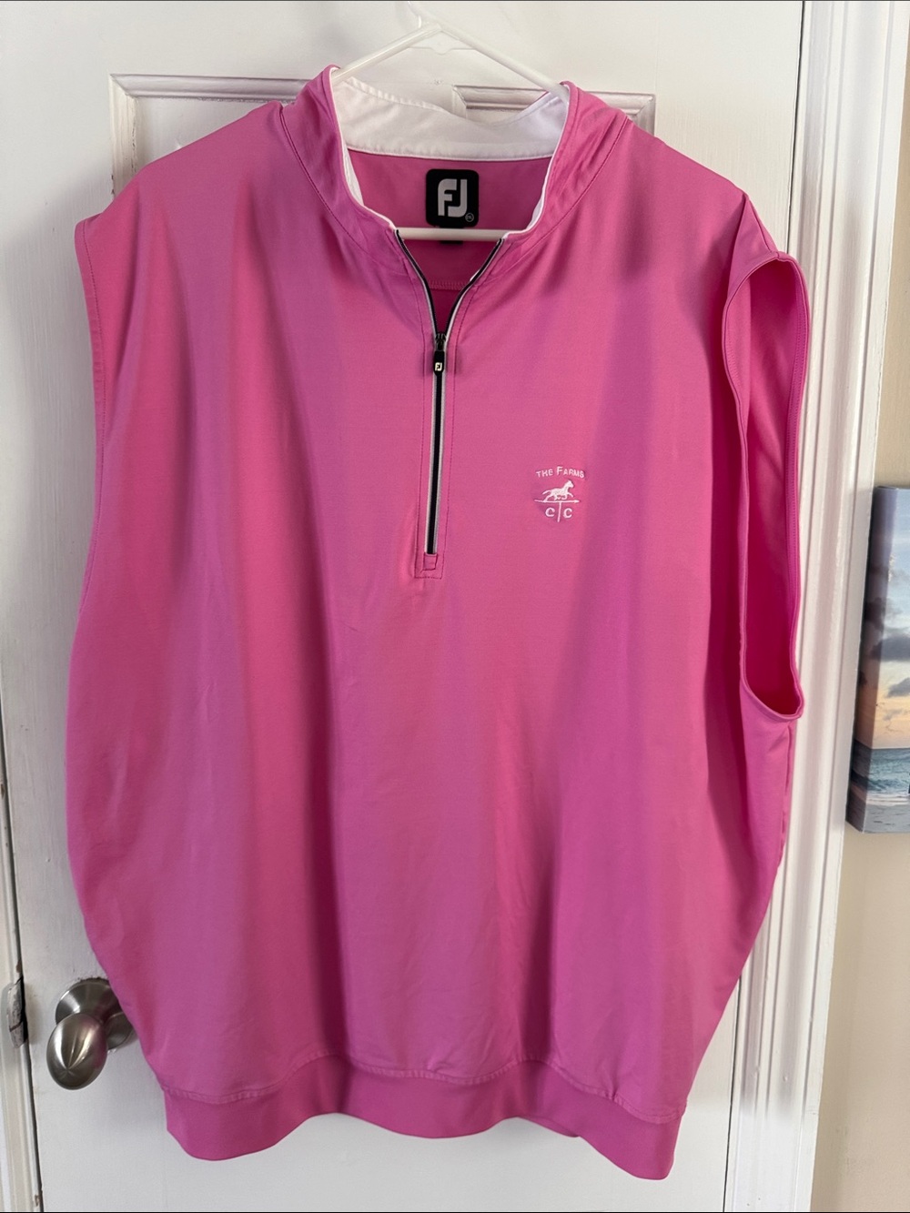 FootJoy Bright Pink Sleeveless Quarter-Zip Golf Vest